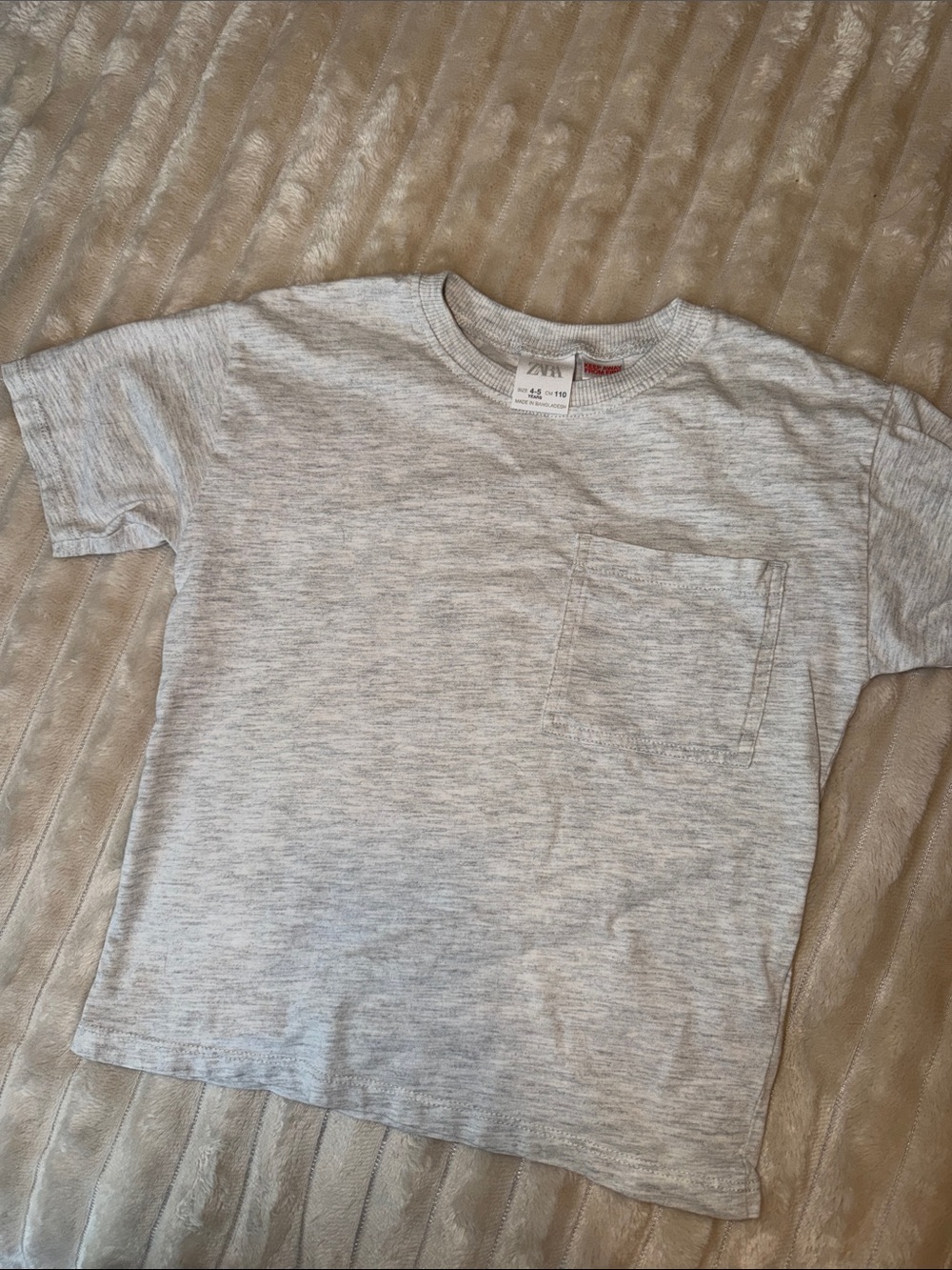 Zara Kids Light Heather Gray Short Sleeve Pocket Tee